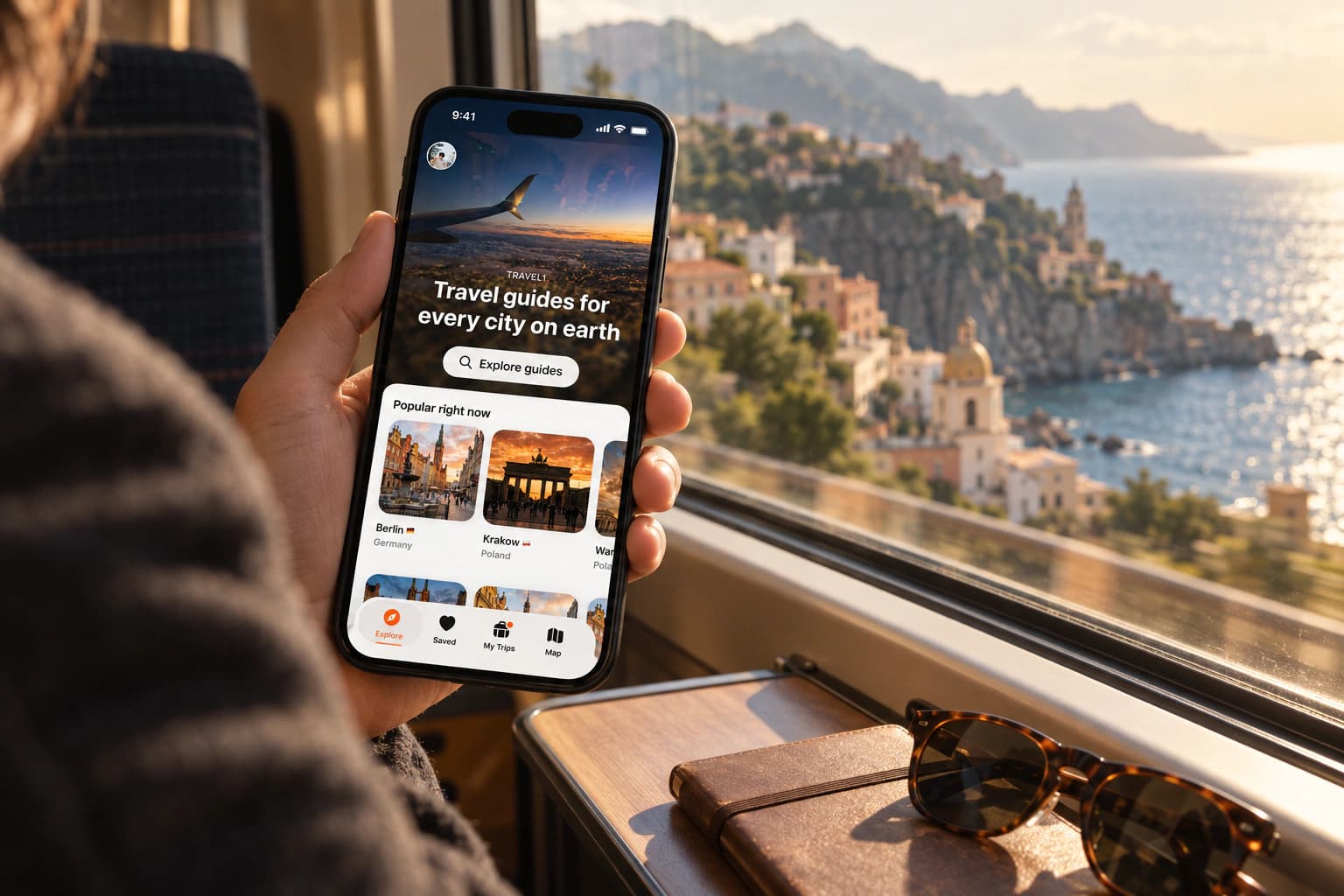 Travel One: Una scena illustrativa con l'interfaccia del prodotto su un dispositivo