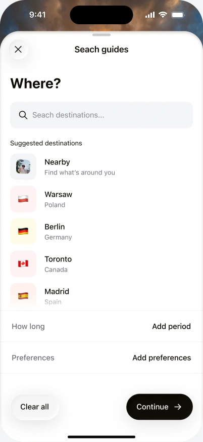 Choose a destination