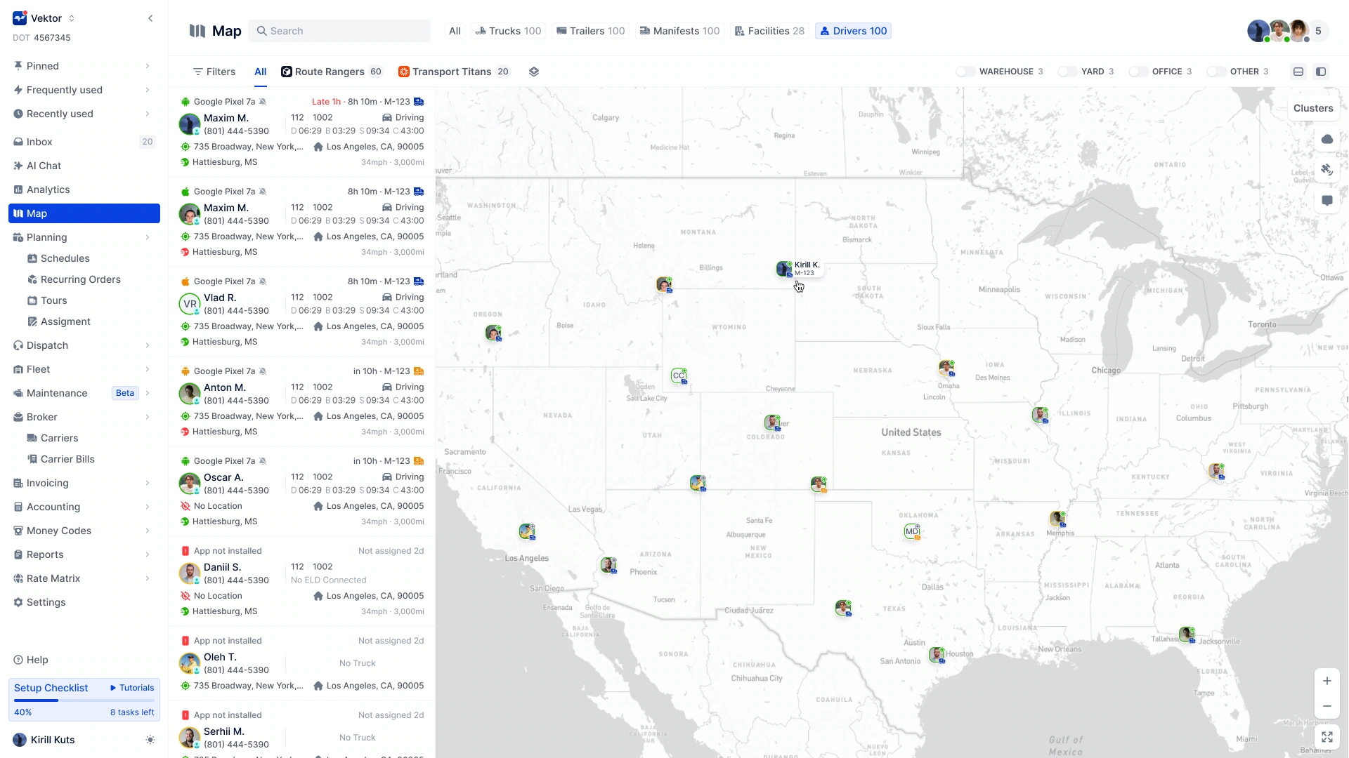 Vektor: Il team sulla mappa