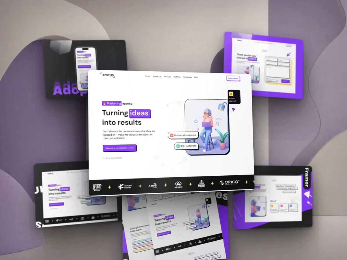 Marketing agency site, animated project presentation