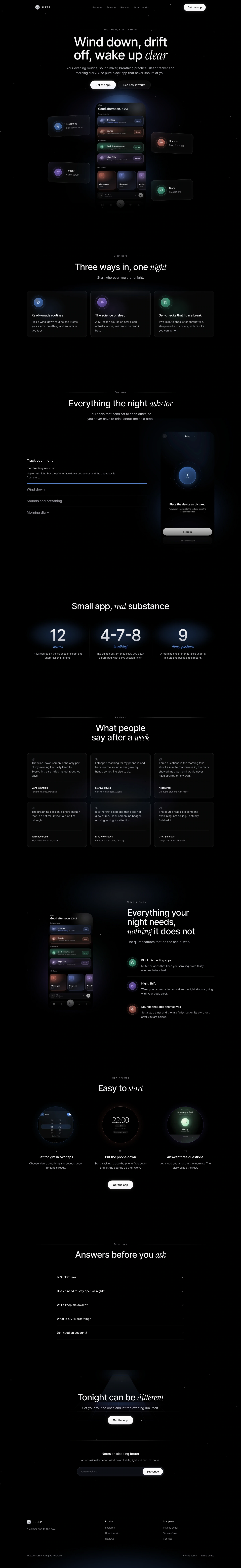 Go to Sleep: Design del sito